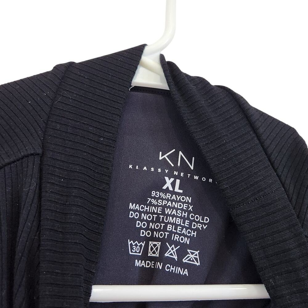 Klassy Network Black Sleeveless Knit Rib Mock Neck Tank Top Brami Shirt Size XL - Picture 3 of 5